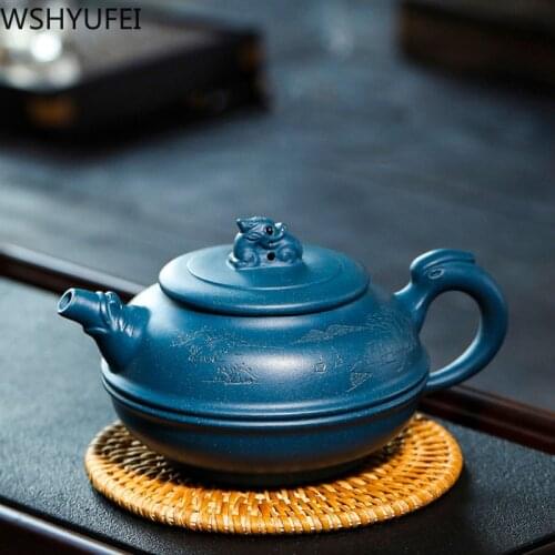 Large capacity 340ml Yixing Purple Clay teapot Raw ore Green mud handmade kettle Chinese customized Teapot ZishaTea set gifts