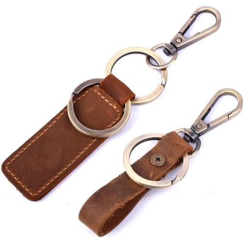 Key Chain Holder Case Housekeeper Car Keychain Ring Cover Genuine Leather Vintage Copper Key Organizer Wallet Men Women