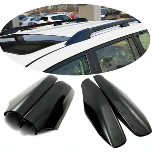 Black ABS Roof Rack Bar Rail End Protection Cover Shell 4PCS For Toyota Land Cruiser Prado Fj120 2003 - 2006 2007 2008 2009