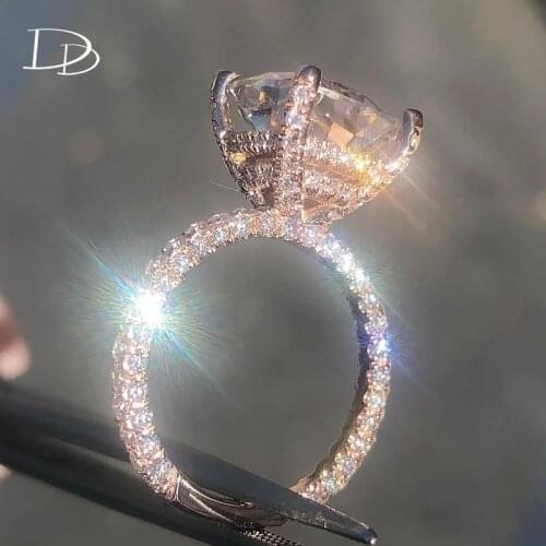 DODO Shining Big Champagne AAA Zircon Rings For Women Unique Three-Sides Crystal Gold Color Wedding Luxury Ring Wholesale Ra0415