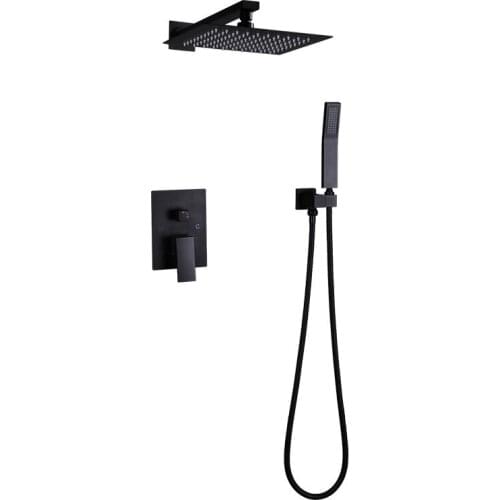 Shower Sets System Bathroom Faucet Matte Black/Chrome/Gun Gray 8-10" Shower Head Ceiling Mount Arm Diverter Mixer Handheld Spray