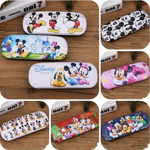 1PC Fashion Disney Mickey Minnie Portable Hard Leather Glasses Box New Cartoon Cute Print Eyeglasses Case Eyeglasses Accessories