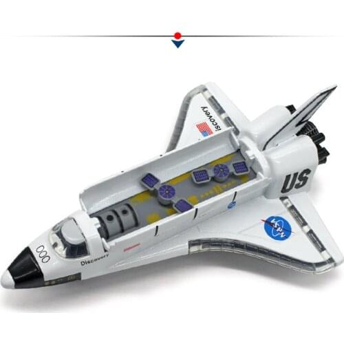 Toy Columbia Shuttle Aircraft Plane Alloy Metal Vehicle with Sound Light Color Box Packing Pull Back Forward Color Box