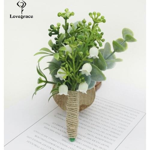 Artificial Green Plant Groom Botonniere Bridesmaid Wrist Corsage Bracelet Sister Brother Wedding Corsage Flower Party Decoration