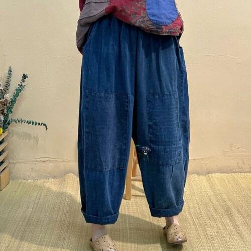 Женские джинсы с вышивкой Johnature China At AliExpress