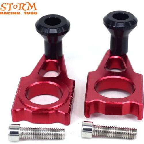 Motorcycle CNC Red Axle Block Chain Adjuster For HONDA CR125 250 2002-2007 CRF250R CRF250X 2004-2014 CRF450R 02-14 CRF450X 05-14