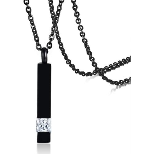 Stainless Steel Zircon Openable Urn Pendant Black Unisex Model Pet ashes Pendant N00803