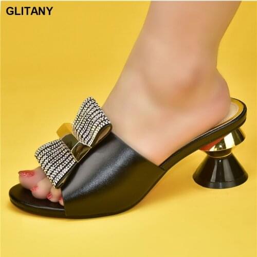 New Arrival Crystal Wedding Women Shoes High Heels Sexy Ladies Dress Shoes Plus Size Women Shoes 43 Open Toe Shoes Slip on Pumps