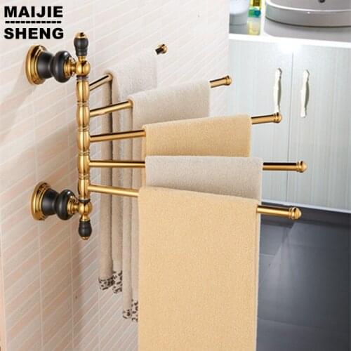 Bathroom Gold movable 5pcs Towel Bars,Towel Holder, Towel rack Solid Brass & copper Made,golden Finish, Bathroom towel shelf