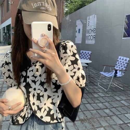 Shirt Doll Collar Floral Short-sleeved Shirt Female Design Sense Niche Summer New All-match Short Top