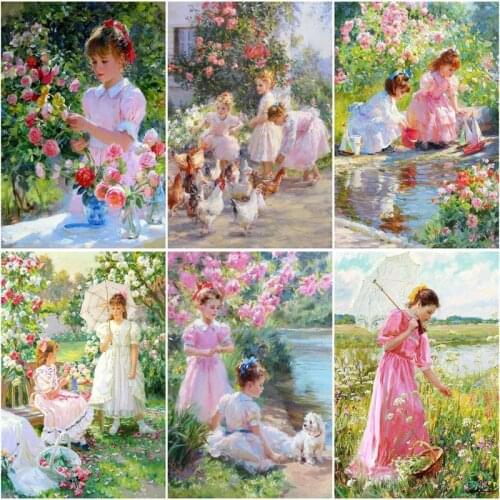 RUOPOTY 60x75cm Frame Picture Painting By Numbers Kits Girls Acrylic Wall Art Home Decors Coloring By Numbers For Diy Gift