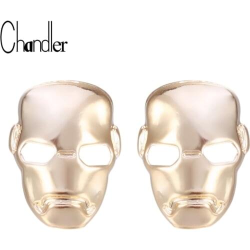 Iron Man Mask Super Hero Stud Earring Hiphop Stainless Steel Piercing Body Jewelry Gold 3D Women Men Fashion Accessaries