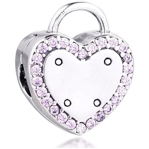 CKK Lock Your Promise Clip Charms 925 Original Fit Pandora Bracelets Sterling Silver Charm Beads for Jewelry Making Women