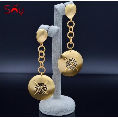 Sunny Jewelry Hanging Round Vintage Jewelry Earrings Long Drop Dangle Earrings For Women Girls For Party Wedding Birthday Gift