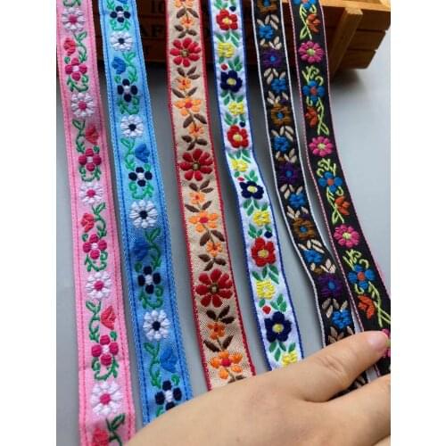 2 yards 2 cm Embroidered Flower Webbing Ribbon Lace Trim for Garment Shoes Home Textile DIY Crafts Hair Accessories DIY Crafts