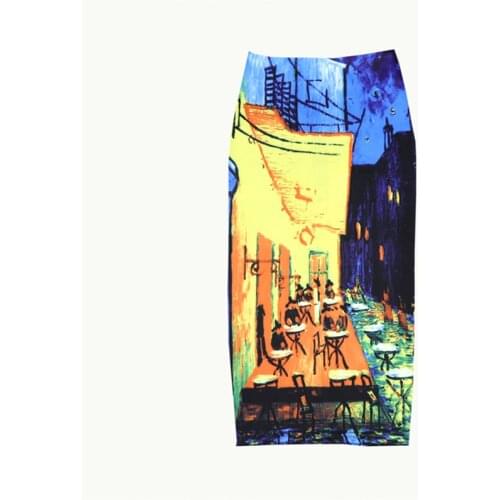 Womens City Street Pencil Skirt Print High Waist Bodycon Graphic Skirts Lady Summer Sexy Japan Spodnica Falda Female SP617