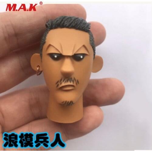 1/6 head carving trend series black cartoon with earrings model calm version fit 12inch model