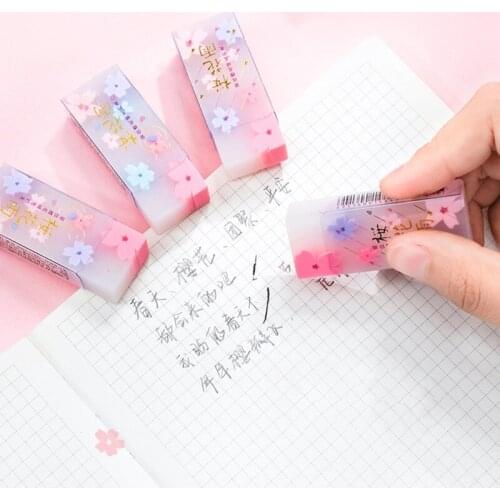 1 Piece Pencil Erasers Sakura-shaped Jelly Eraser Non-toxic for Classroom Prize