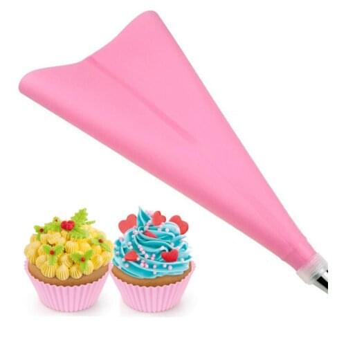 1pcs Pink Confectionery Bag Silicone Icing Piping Cream Pastry Bag Nozzle DIY Cake Decorating Baking Decorating Tools