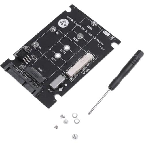 2 in 1 NGFF M.2 B+M Key to sata adapter, Mini PCI-E or mSATA SSD to SATA III Adapter Card for 2230/ 2242/ 2260/ 2280mm NGFF m2