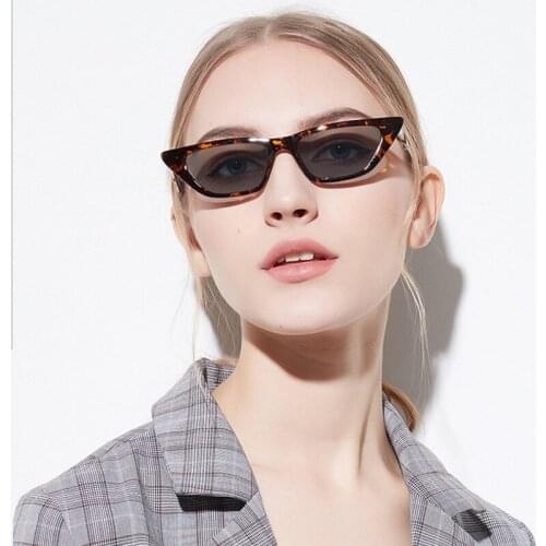 2018 Small Cat Eye Cute Sexy Retro Sunglasses Women Brand Design Small Black Leopard Vintage Cheap Sun Glasses oculos 5123 R