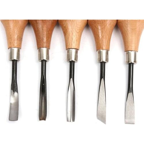 5pc/set Wood Carving Chisels Set Knife Butt/Corner/Skew/Round/Arc Machete Woodcut Woodworking Craft Graver Cutter DIY Hand Tool
