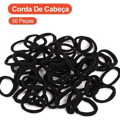 50/pcs Rubber band Seamless Headwear Hair Ring Hair Rope Hair Rope Korean High Elastic Tie Hair Black Towel Ring Hair accessorie