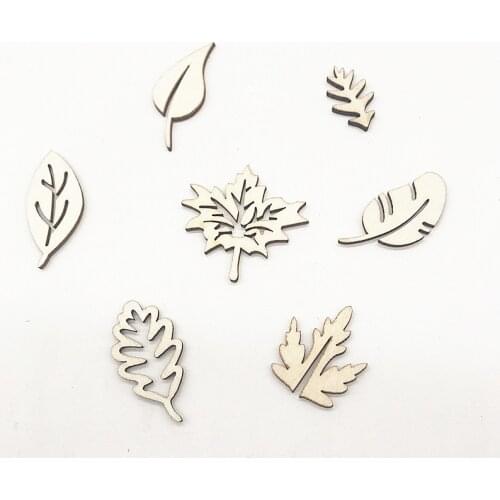 50 pcs Mixed Leaf shaped Laser cutting custom wood crafts Diy scrap booking for home decor