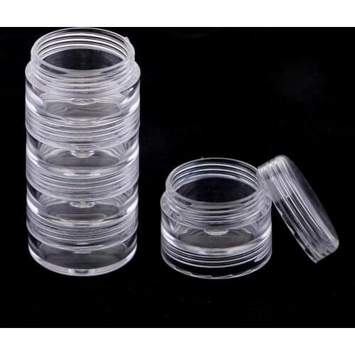 8x 5/10g 5Stackable Plastic Clear Makeup Small Items Storage Box Screw Container