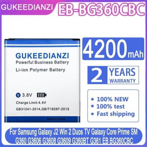 GUKEEDIANZI Battery EB-BG360CBC 4200mAh For Samsung Galaxy J2 Win 2 Duos TV Galaxy Core Prime Win2