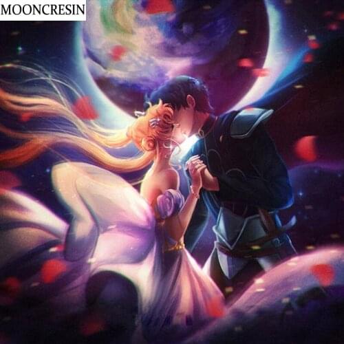 New 5D Diy Diamond Painting Cross Stitch Crystal Cartoon Night Lover Diamond Embroidery Mosaic Needlework Kiss Home Decoration