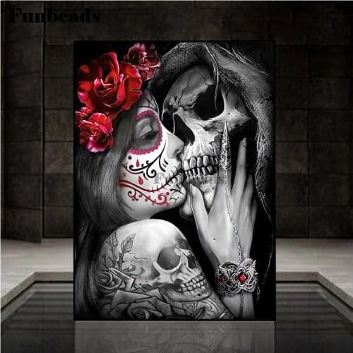 DIY Diamond Painting Skull Kiss Girl Diamond Mosaic Full Drill Square Embroidery round stones Cross Stitch Handmade Hobby FF5829