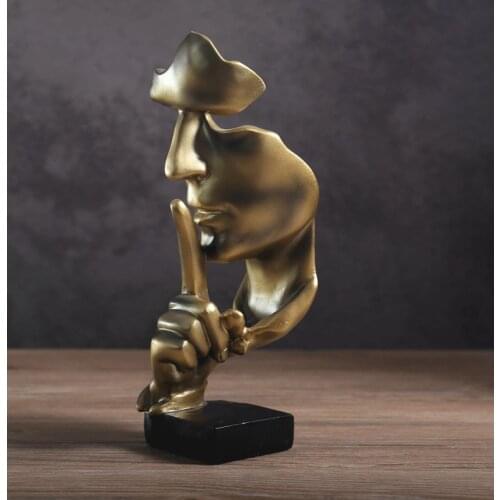 Silent Abstract Sculptures Ornaments Silence Is Gold Statue Resin Figure Home Decoration Modern Art Desk Decoration Keep Silent