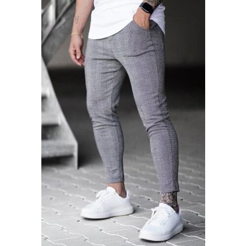 New Men’ s Sport Pants Boys Plaid High Waist Trousers Pencil Comfortable Solid Color Pants For Spring Fall