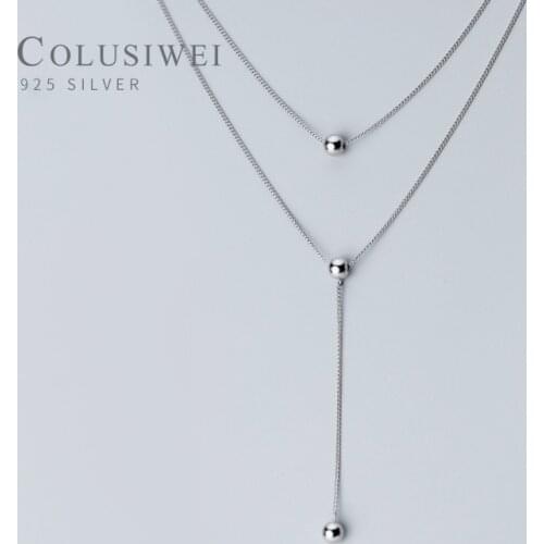 Colusiwei Genuine 925 Sterling Silver Fashion Design 3 Layer Link Chain Necklaces & Pendants Authentic Minimalism Silver Jewelry