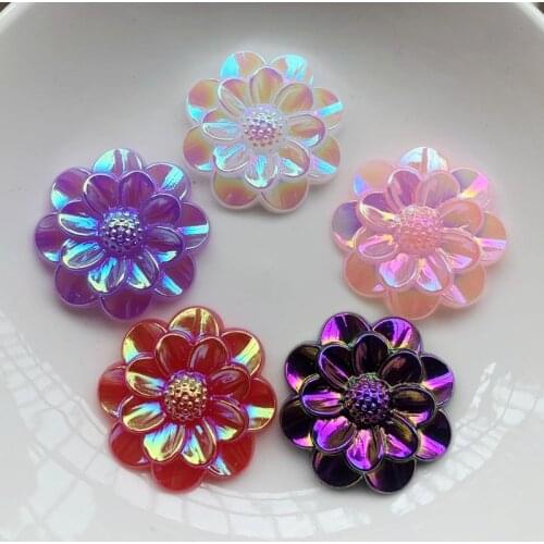 25mm flower shape acrylic rhinestone DIY decorative flat back hairpin decorative scrapbook 36pcs/lot Free shipping
