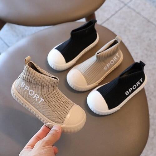 Kids Shoes 2021 New Autumn Little Baby Girls Fashion High Top Sock Sneaker Casual Soft Platform Breathable Children Boots E07141