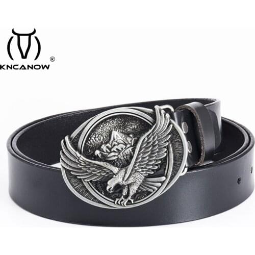 Designer Luxury Belts Men High Quality Black Really Leather Belt Male With Big Eagle Buckle Metal Western Cowboy Strap For Jean
