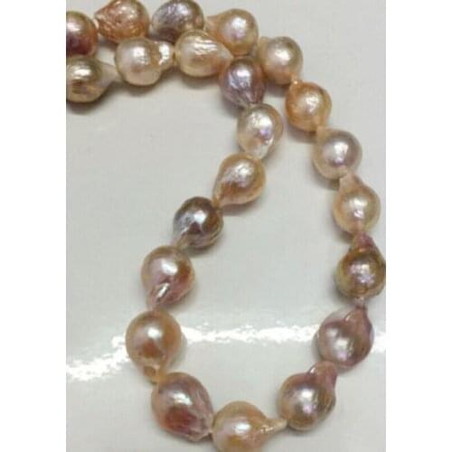 Long 18" 11-12mm Real Natural South Sea Baroque Lavender Akoya Pearl Necklace
