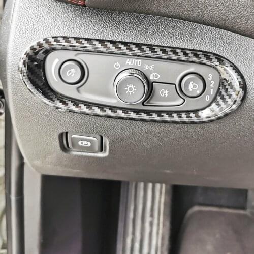 For Chevy Chevrolet Blazer 2019-2021 Carbon Style Headlight Switches Buttons Panel Frame Cover Trim Car Styling