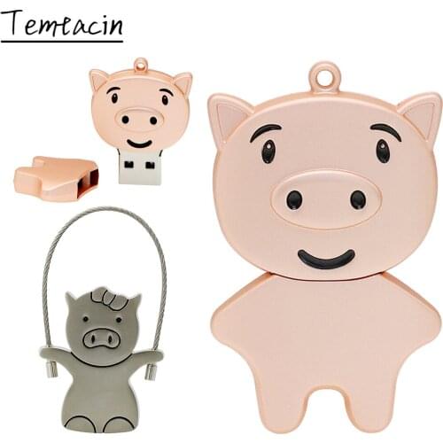 Flash drive Metal Pig Usb Key Pen Drive 128 8 gb Personalized Pendrive 32GB 4GB 8GB 16GB 64GB Memoria Stick Gift mini Pig USB2.0