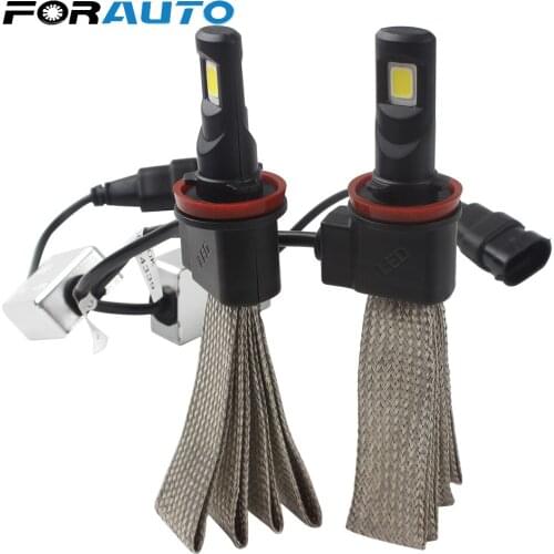 FORAUTO 3200LM 30W/pc bulb Car Styling Aluminum alloy belt Heat Dissipation LED Headlight H11 6000K Light Source Conversion Kit