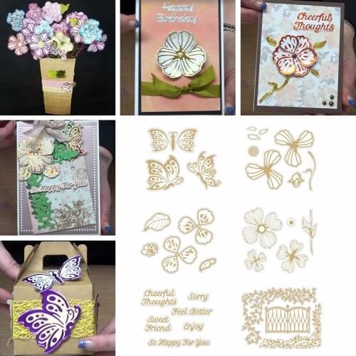 Phrases Frame Butterfly Flower Hot Foil Plate Metal Cutting Dies Stencils For DIY Scrapbooking Decor Embossing Paper Card Craft