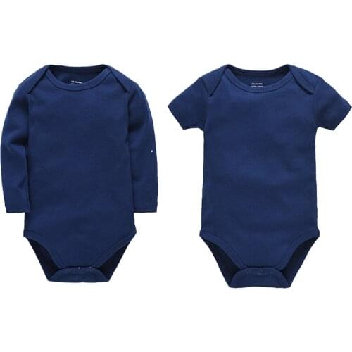 Kavkas Rompers Playsuits Summer 100% Cotton Solid Navy Blue O-Neck Two Piece Set Baby Boy Girl Clothes bebe naissance