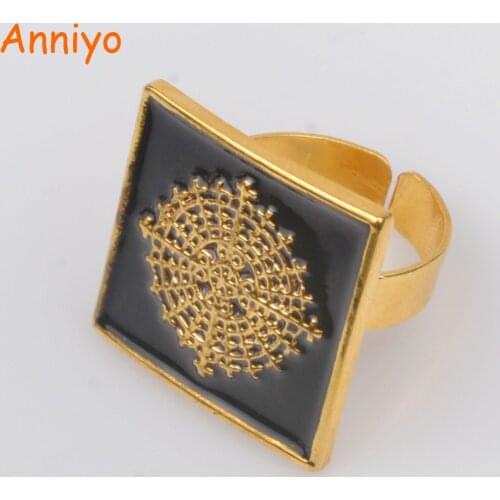 Anniyo Ethiopian Cross Ring for Women/Girl Gold Color Eretrian Rings Jewelry African Mama Gift #072306