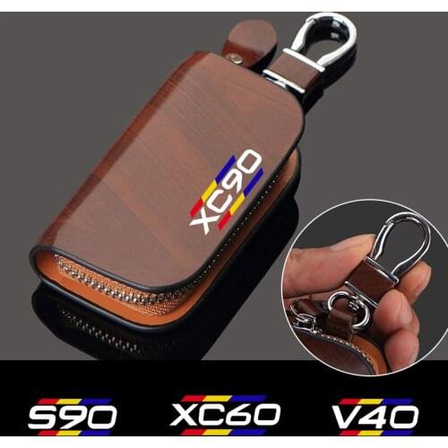 Leather Car Key Case For VOLVO S90 V90 XC90 XC60 XC40 V50 V40 S60 XC70 T6 Key Case Cover Remote Cover For Car Auto Accessories