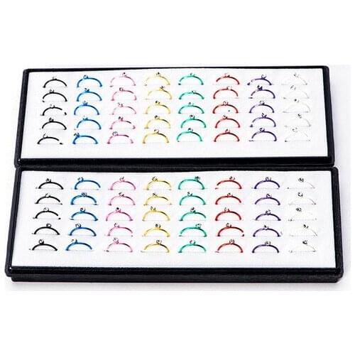 40pcs/box Colorful 316L Stainless Steel Nose Hoop Nose Ring Stud Body Piercing Labret Jewelry Punk Style