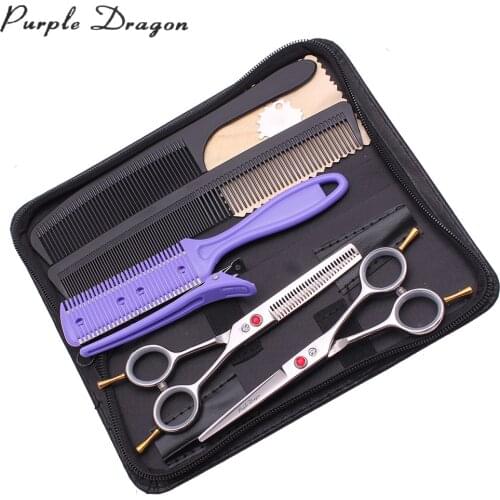 Beauty Hair Scissors 5.5" Purple Dragon JP Stainless 1012# Barber Hair Cutting Scissors Thinning Scissors Haircut Shears Add Bag