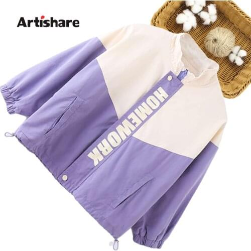 Coat For Girl Patchwork Outerwear Coat Girl Casual Style Kids Jacket Spring Autumn Clothes Girl 6 8 10 12 14