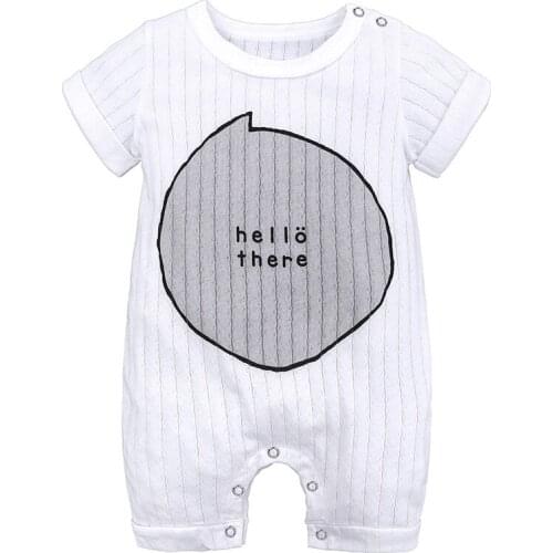 Newborn Summer Rompers Cotton Infant Costumes White Shortalls Baby Boys Clothes Childrens Short Sleeve One Piece